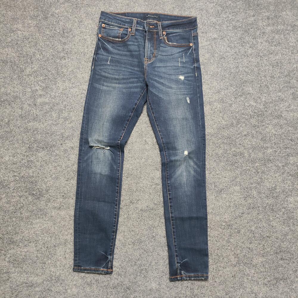 Aeropostale Super Skinny Jeans Mens 29x30 Blue Medium Wash Denim Distressed